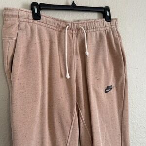 Nike Mens Medium Club Fleece Joggers Speckled Tan Logo Sportswear Gym Lounge